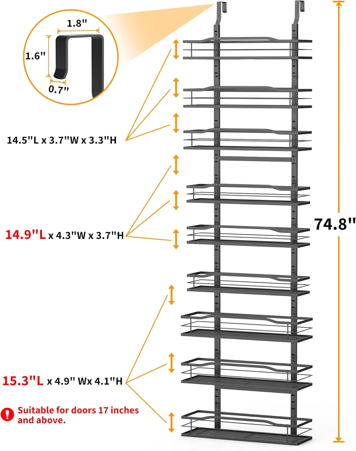 9-Tier Über Tür Vorratsorganisator - Küchenlagerung maximieren