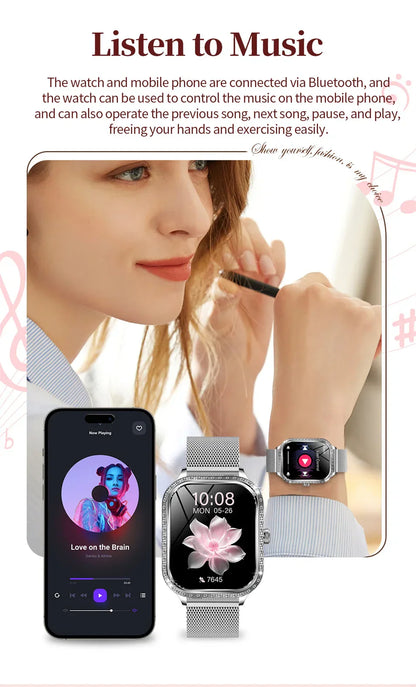 Stylische wasserdichte Smartwatch für Frauen mit Fitness-Tracking &amp; Bluetooth-Anruffunktion