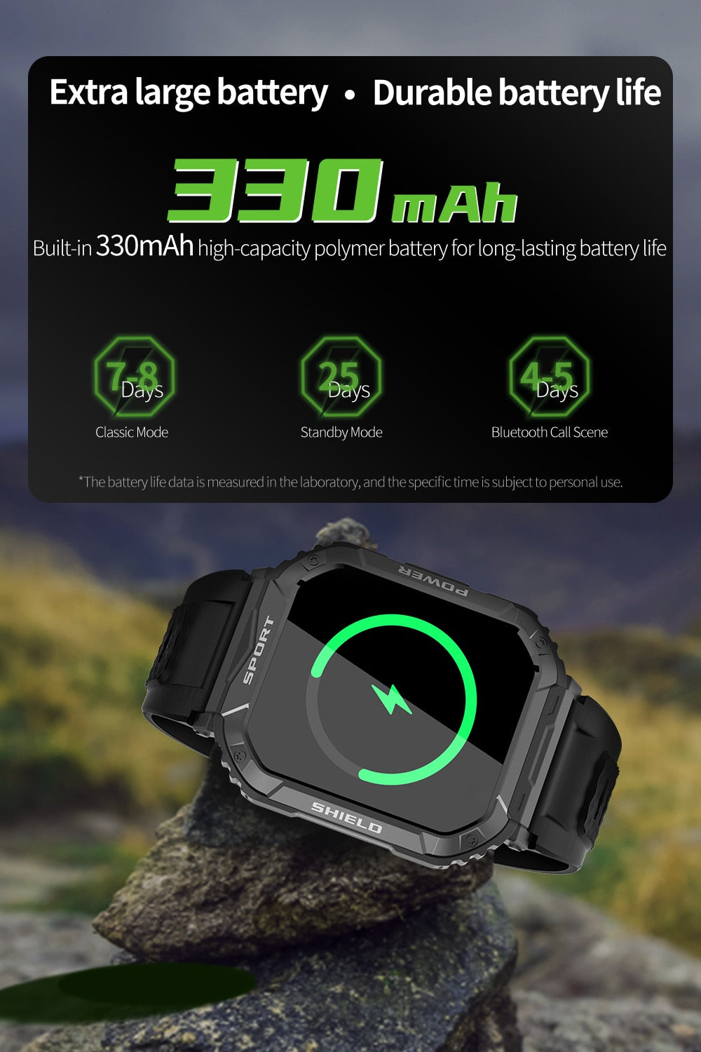 Zelara Stoßfeste Outdoor-Multisport-Fitness-Tracker-Smartwatch für Android IOS