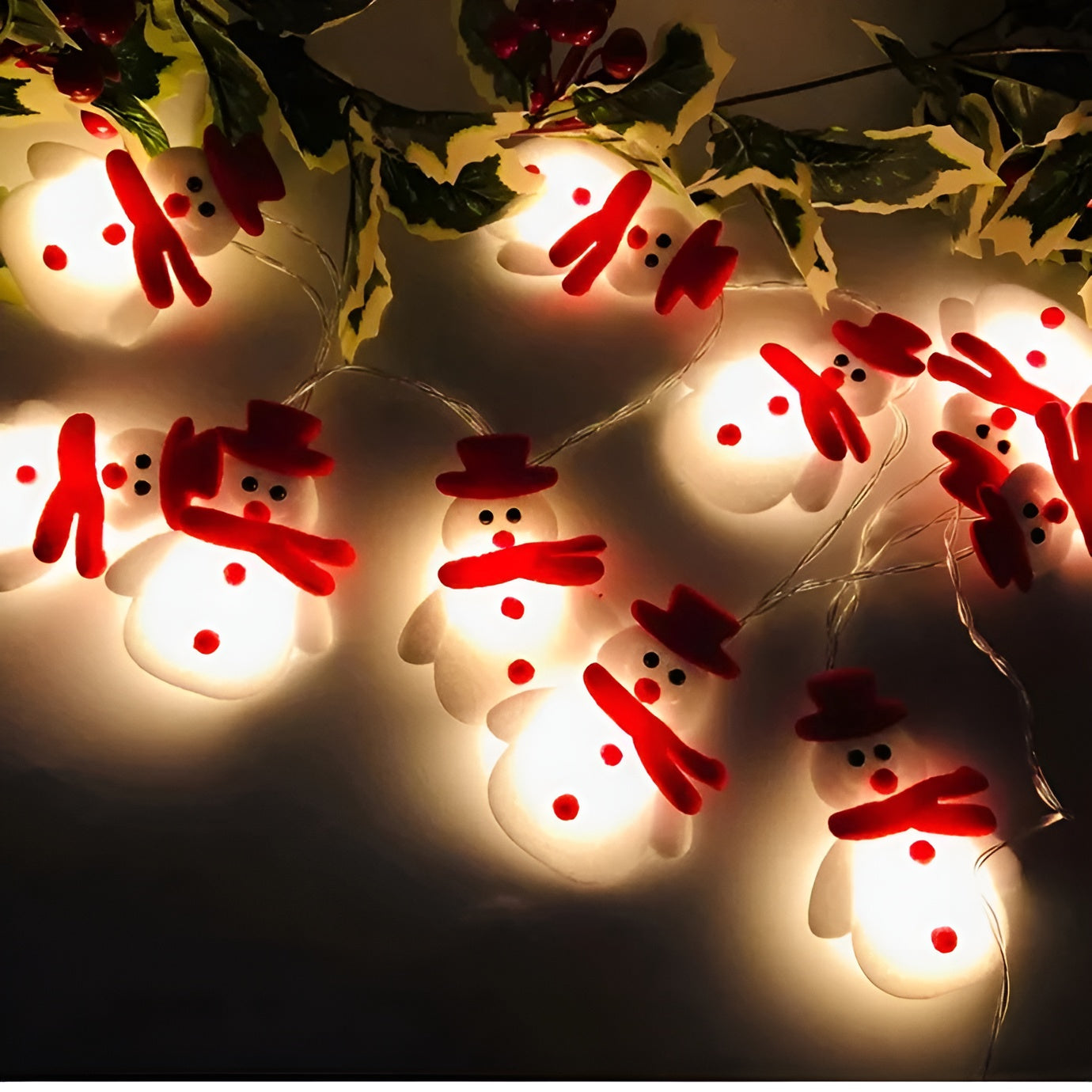 Schneemann Lichterkette | LED Weihnachtsbeleuchtung Außen