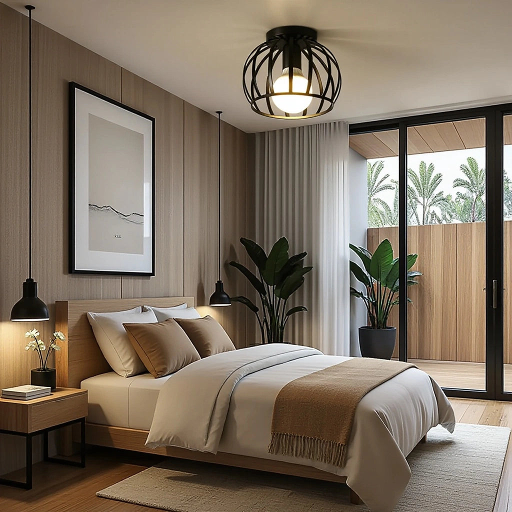 Schwarze Deckenlampe Ø19cm | Industrielle Deckenleuchte