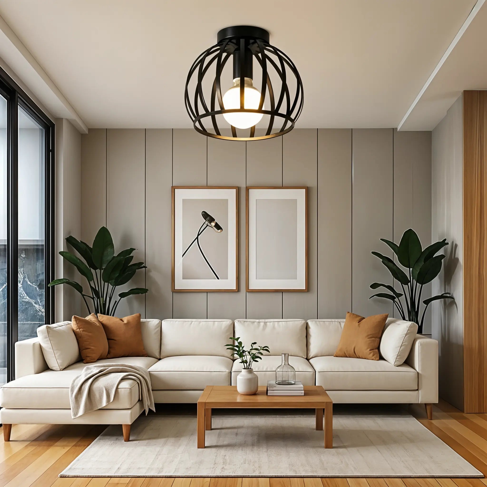 Schwarze Deckenlampe Ø19cm | Industrielle Deckenleuchte