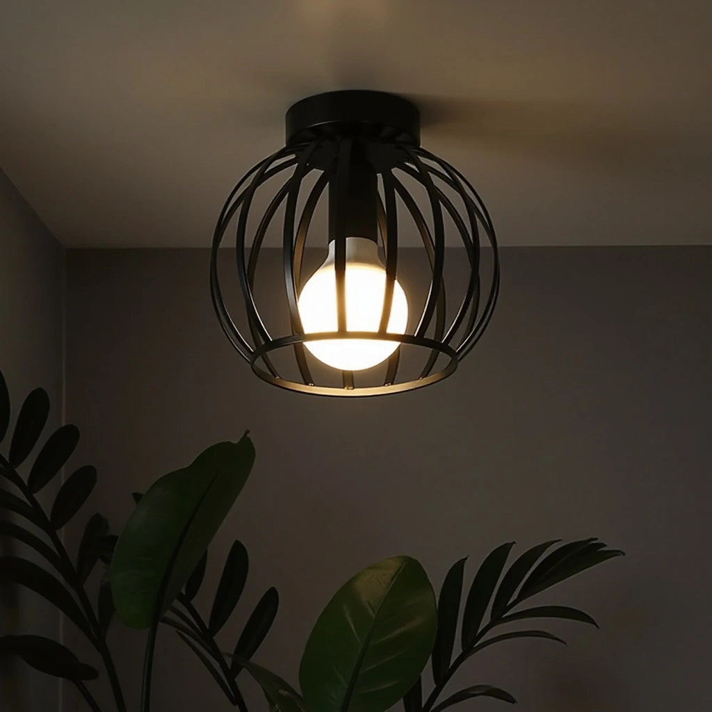 Schwarze Deckenlampe Ø19cm | Industrielle Deckenleuchte