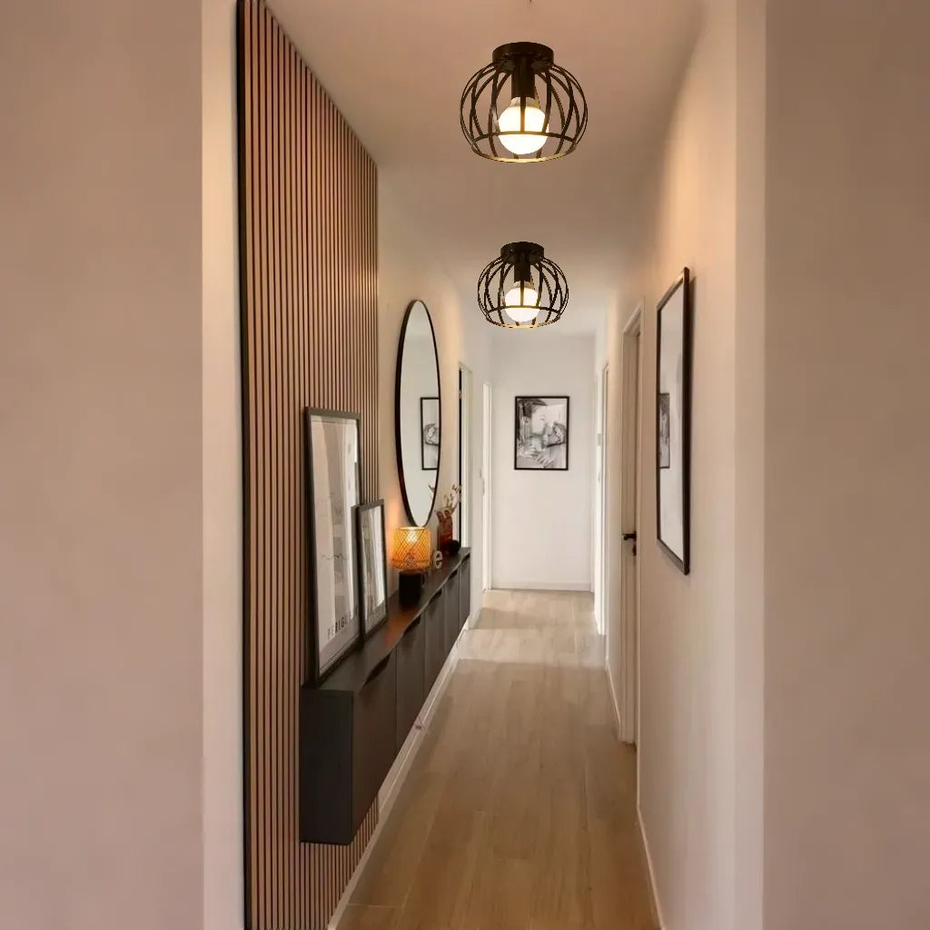 Schwarze Deckenlampe Ø19cm | Industrielle Deckenleuchte