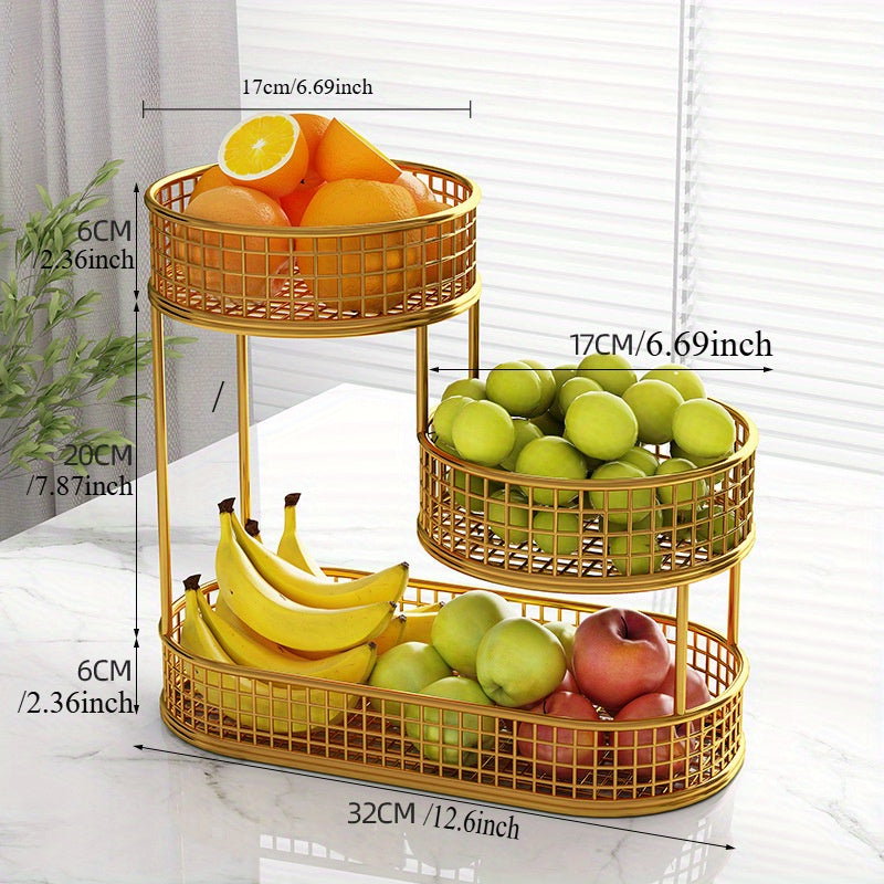 Schwarzer Metall Obstkorb | Mehrstöckiger Obstkorb für Küche