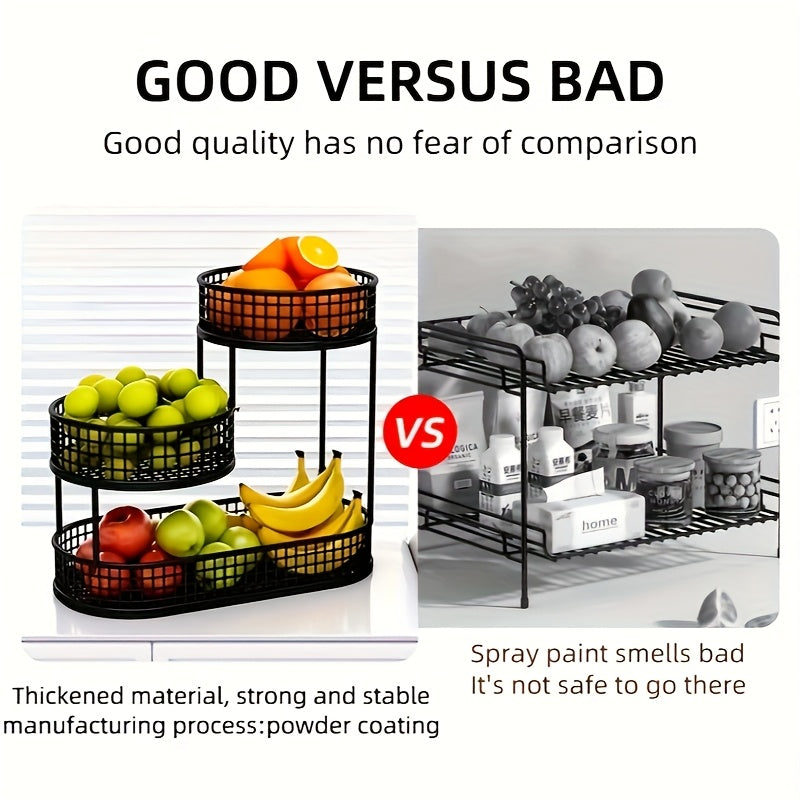 Schwarzer Metall Obstkorb | Mehrstöckiger Obstkorb für Küche