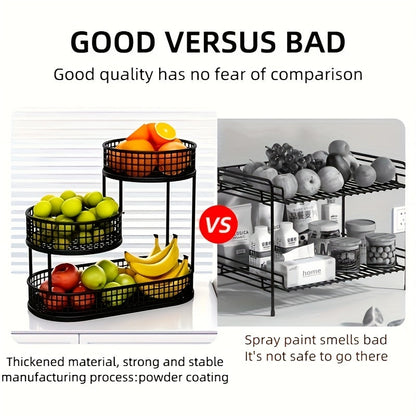 Schwarzer Metall Obstkorb | Mehrstöckiger Obstkorb für Küche