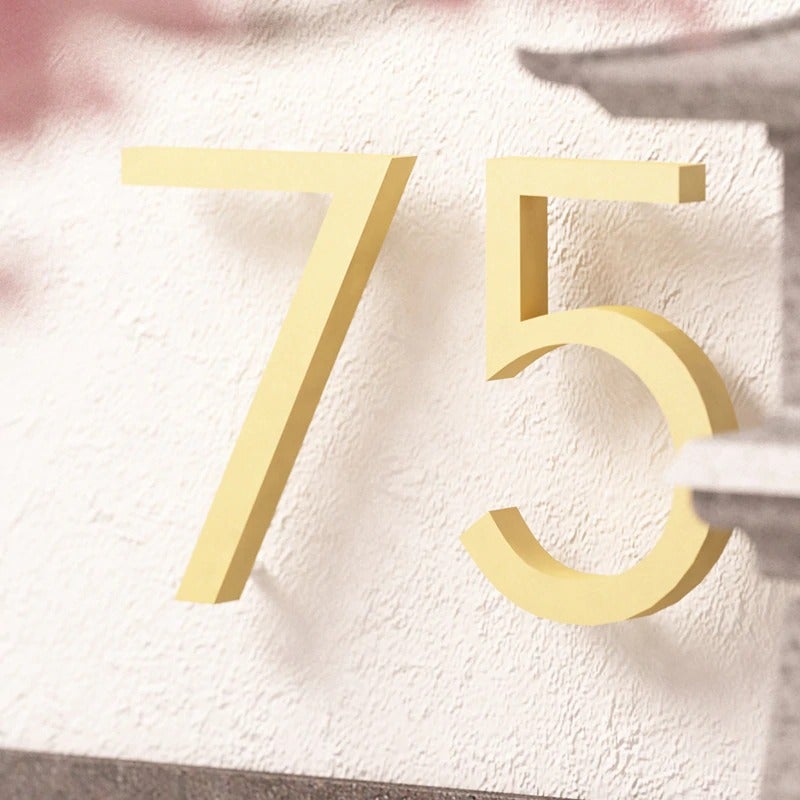 Schwimmende Hausnummer Messing | Hausnummernschild Art Deco