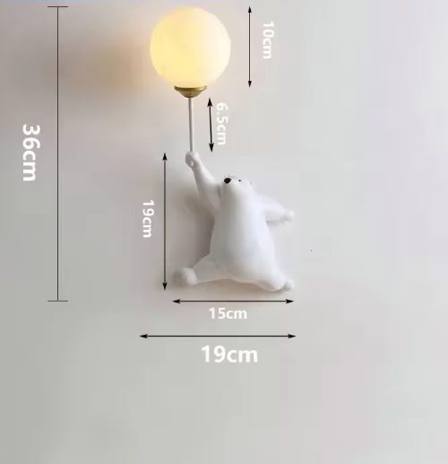 Moderne LED Cartoon Wandlampe – Minimalistische Bären-Wandleuchte mit 3D-Mond