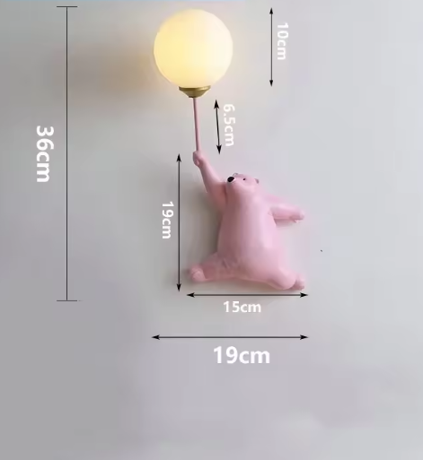 Moderne LED Cartoon Wandlampe – Minimalistische Bären-Wandleuchte mit 3D-Mond