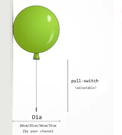 Moderne bunte Ballon-Wandleuchte – Kreative LED Wandlampe mit Zugschalter für Schlafzimmer