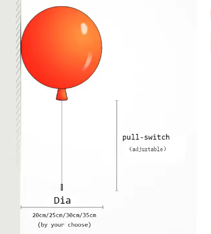 Moderne bunte Ballon-Wandleuchte – Kreative LED Wandlampe mit Zugschalter für Schlafzimmer