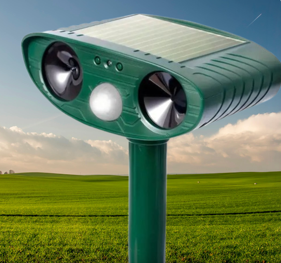 Solarbetriebener Ultraschall-Tiervertreiber LED-Blitzlicht Wetterfest