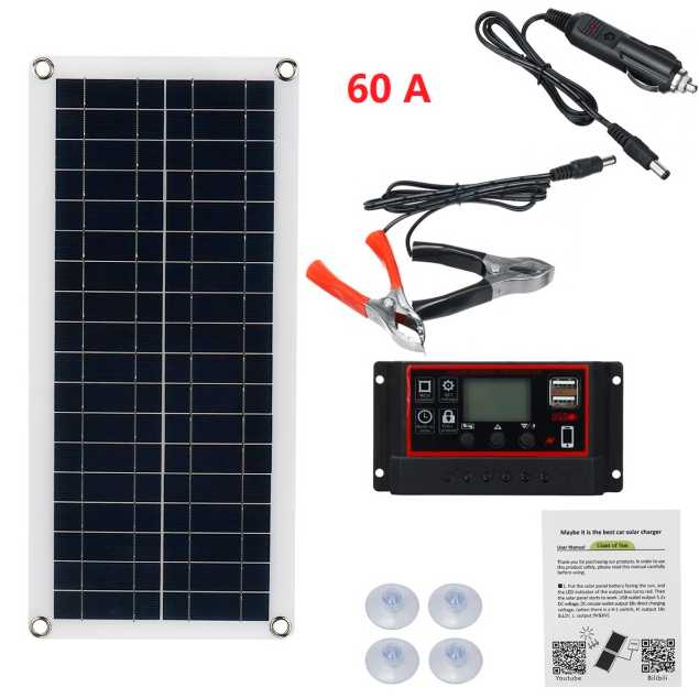 Tragbares 1000W Solarpanel für Camping &amp; Auto – 12V Ladegerät mit USB, Controller &amp; Saugnäpfen, Wasserdicht
