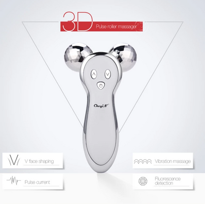 Vibrations-Gesichtsmassagegerät mit 360° Rollkugel, Mikrostrom &amp; USB-Akku – Straffung &amp; Hautpflege
