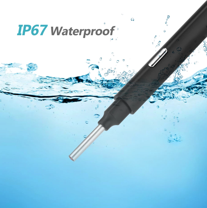 WiFi Ohrkamera 3MP HD, Kabellos, Wasserdicht, LED Beleuchtung, Ohrenschmalz Entfernung, Silikonaufsätze