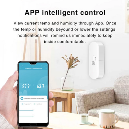 WiFi Temperatur- und Feuchtigkeitssensor mit App-Steuerung für Alexa &amp; Google Home, Echtzeitüberwachung, Smart Home kompatibel