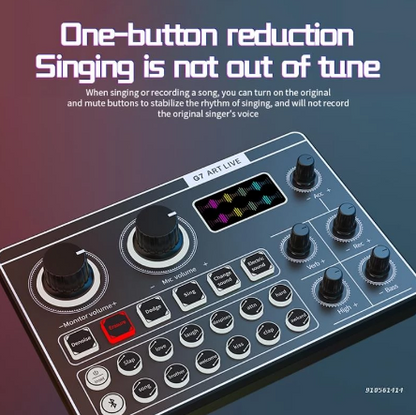 USB-Audio-Interface Soundkarte für PC &amp; Handy, Dual-Mikrofone, Bluetooth, Live-Mixing, USB-Akku, kompakt