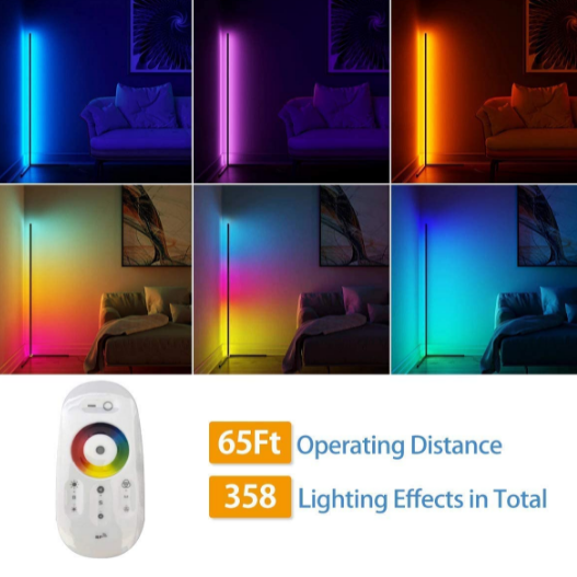 RGB LED Stehlampe mit Fernbedienung | Tripod Stehleuchte für Wohnzimmer Schlafzimmer Deko | Farbwechsel Licht 140cm, Aluminium