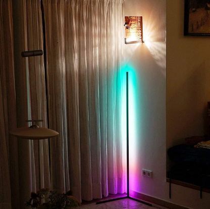 RGB LED Stehlampe mit Fernbedienung | Tripod Stehleuchte für Wohnzimmer Schlafzimmer Deko | Farbwechsel Licht 140cm, Aluminium