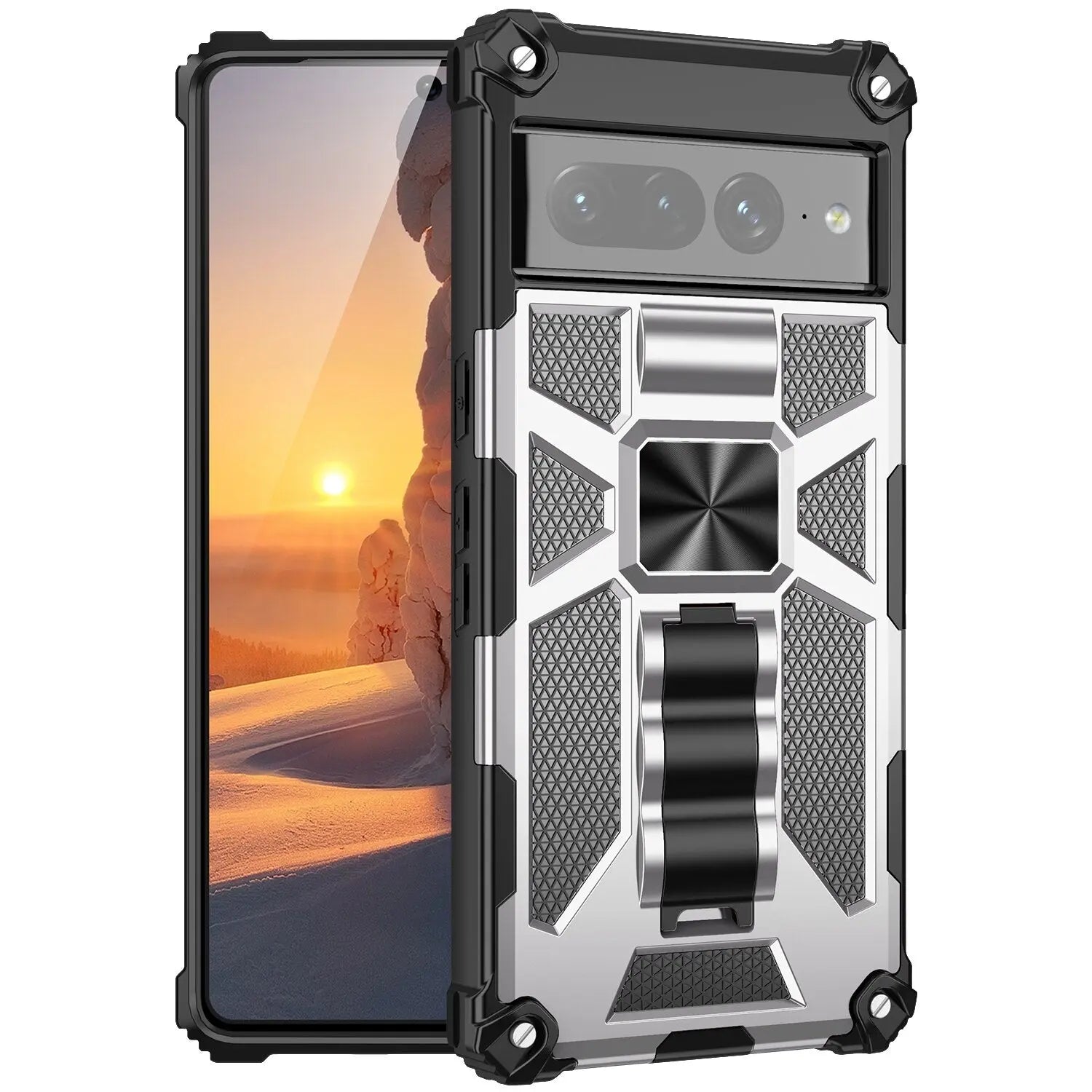 Zelara Camouflage Armor Stoßfestes Kickstand-Case für Google Pixel 7 Pro