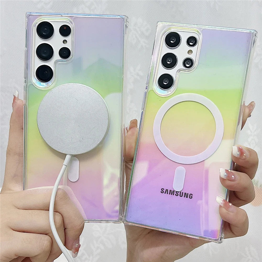Laser Regenbogen Transparent Samsung Wireless Charging Case