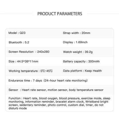 EFFEOKKI Gesundheits-Smartwatch für Frauen Mädchen Gesundheitsmonitor Herzfrequenz