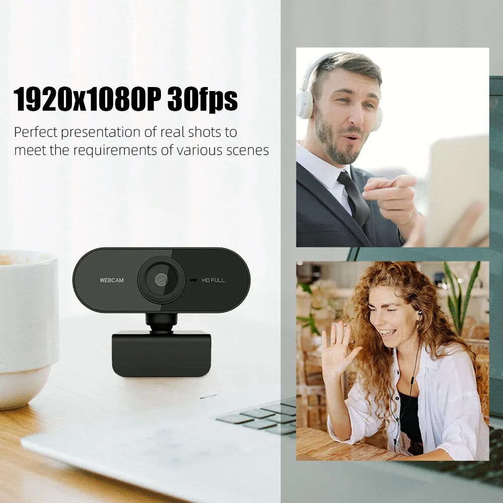 Full HD 1080P Webcam | Flexibel Drehbar | Eingebautes Mikrofon | USB Plug &amp; Play