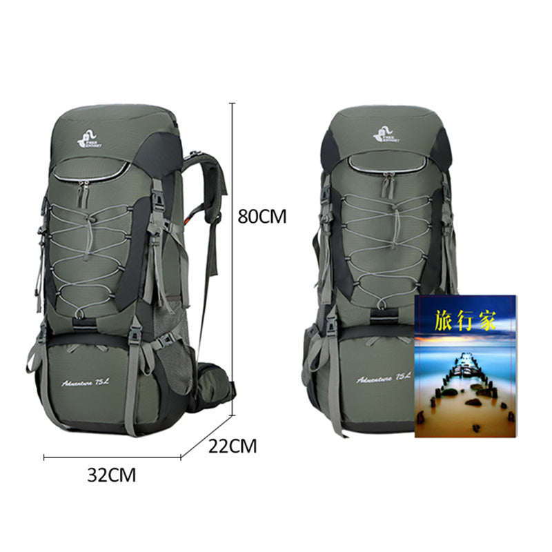 75L Camping-Rucksack mit Regenüberzug und Trinkschlauchanschluss