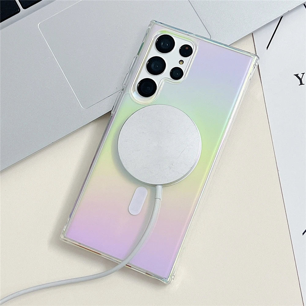 Laser Regenbogen Transparent Samsung Wireless Charging Case