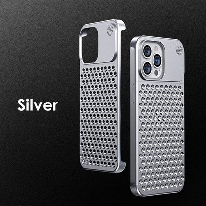 Zelara Metallic Cooling Rimless Hollow Phone Case Cover mit Wärmeableitung für die iPhone 13 14 15 Serie