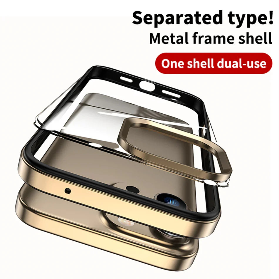 CrystalArmor 2-in-1 – Ultradünne transparente Hülle mit Metalllinsenrahmen für iPhone