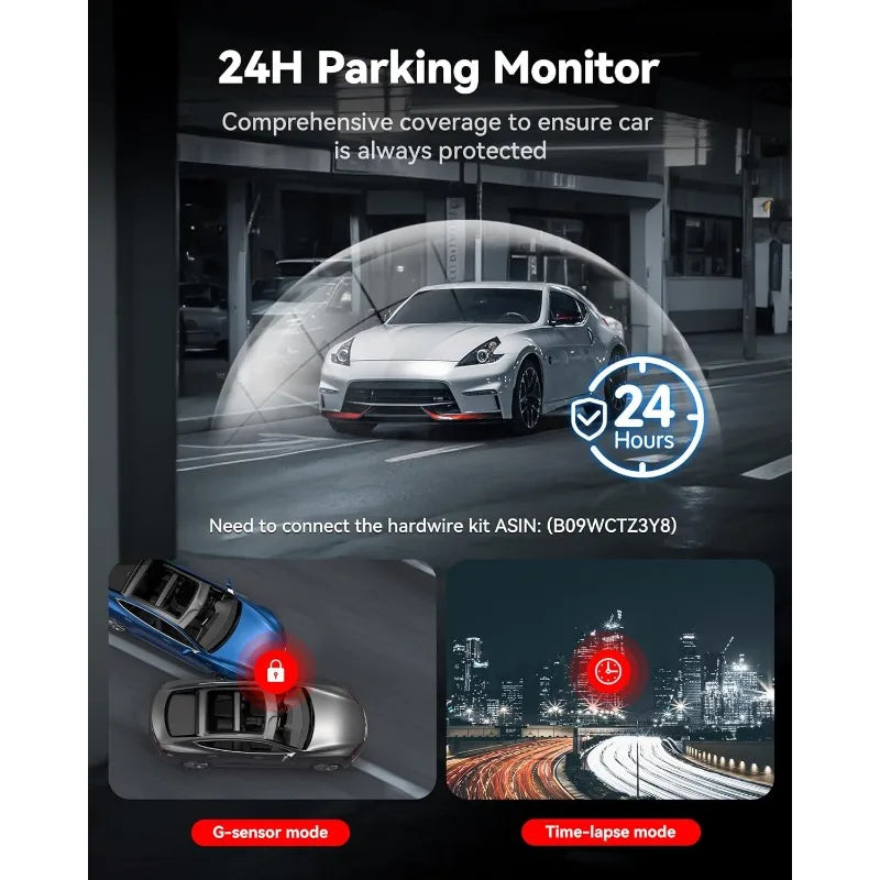 4K Dash Cam Front &amp; Rear, UHD 2160P, WiFi GPS, 64GB Karte