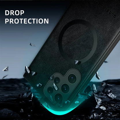 Magnetische Lederhülle für Samsung Galaxy mit Wireless Charging Unterstützung