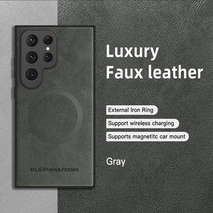 Magnetische Lederhülle für Samsung Galaxy mit Wireless Charging Unterstützung