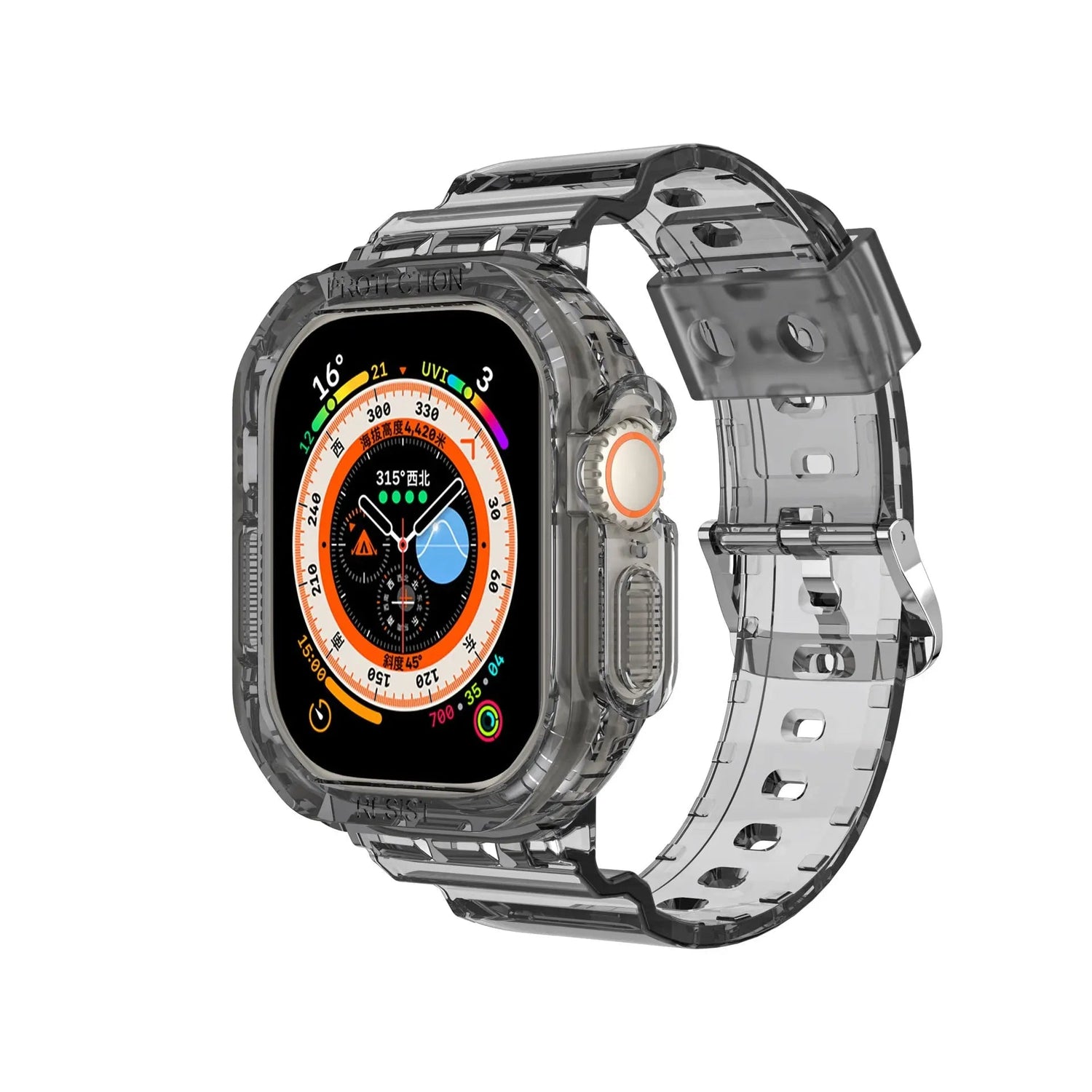 Pinnacle – Transparentes Armband und Gehäuse-Kombination für die Apple Watch Ultra 49 mm