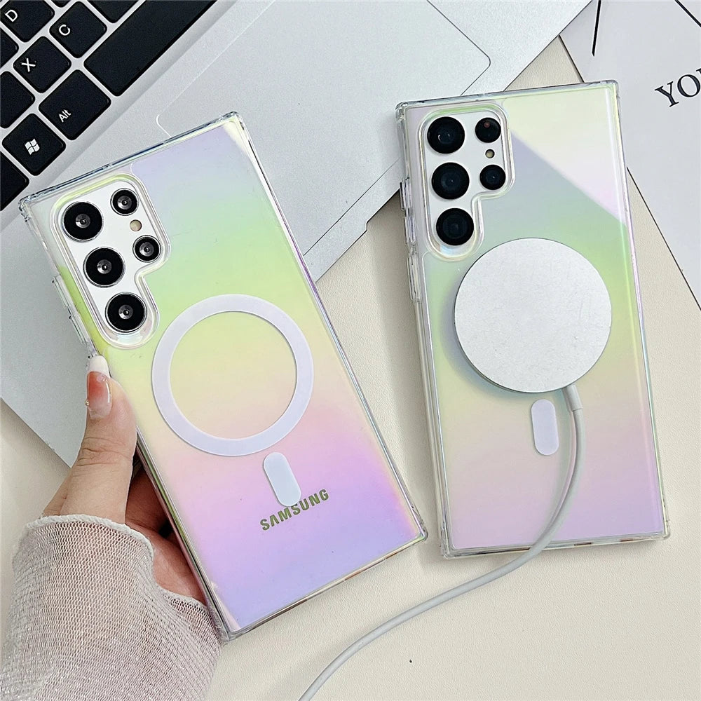 Laser Regenbogen Transparent Samsung Wireless Charging Case