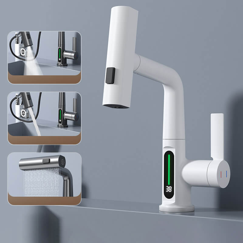 WaterMaster Flexibler LED Küche &amp; Bad Wasserhahn – 360° Schwenkbar, Herausziehbarer Schlauch &amp; 5 Sprühmodi