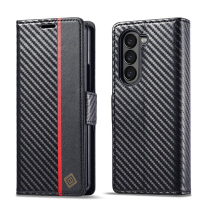 Carbon Fiber Samsung Z Fold Magnetische Flip Cover Geldbörse Hülle