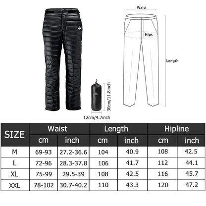 Premium Outdoor Thermal Gansdaunenhose – Wasserdichte &amp; Winddichte Winterhose für Wandern, Camping &amp; Skifahren