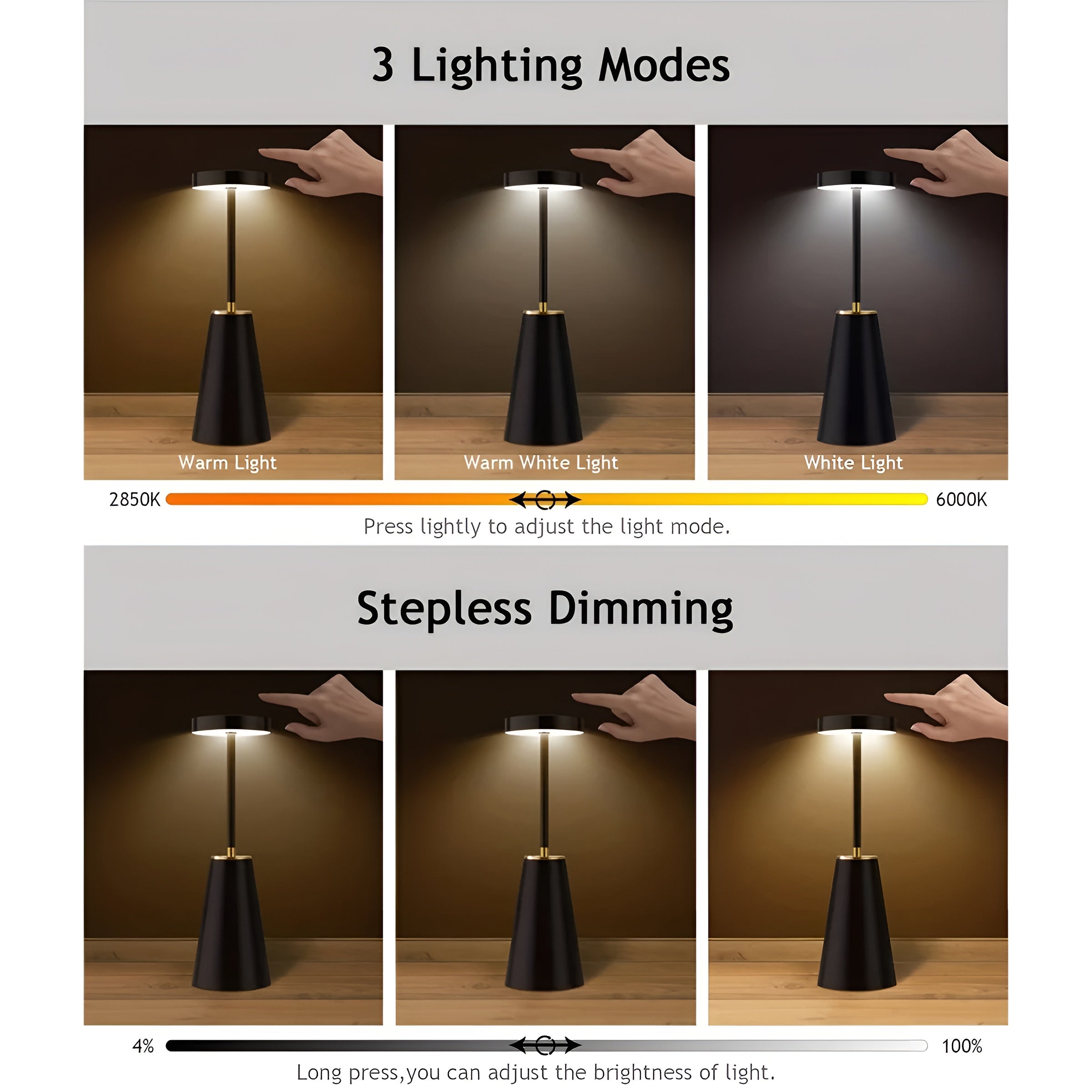 Sleek Lamp | Kabellose Tischlampe mit Akku für modernes Ambiente