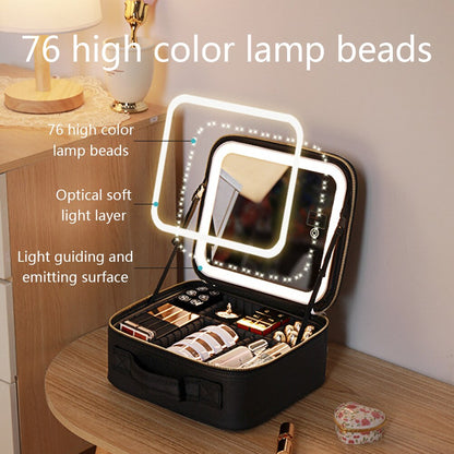 Portables Reise-Make-up-Etui mit LED-Spiegel &amp; einstellbarem Licht