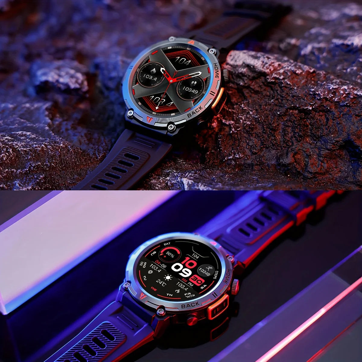 Stoßfeste Smartwatch mit Bluetooth-Anruffunktion, LED, IPX8 wasserdicht, 1,45&quot; TFT-Display &amp; 300 mAh Akku – Für Sport &amp; Outdoor