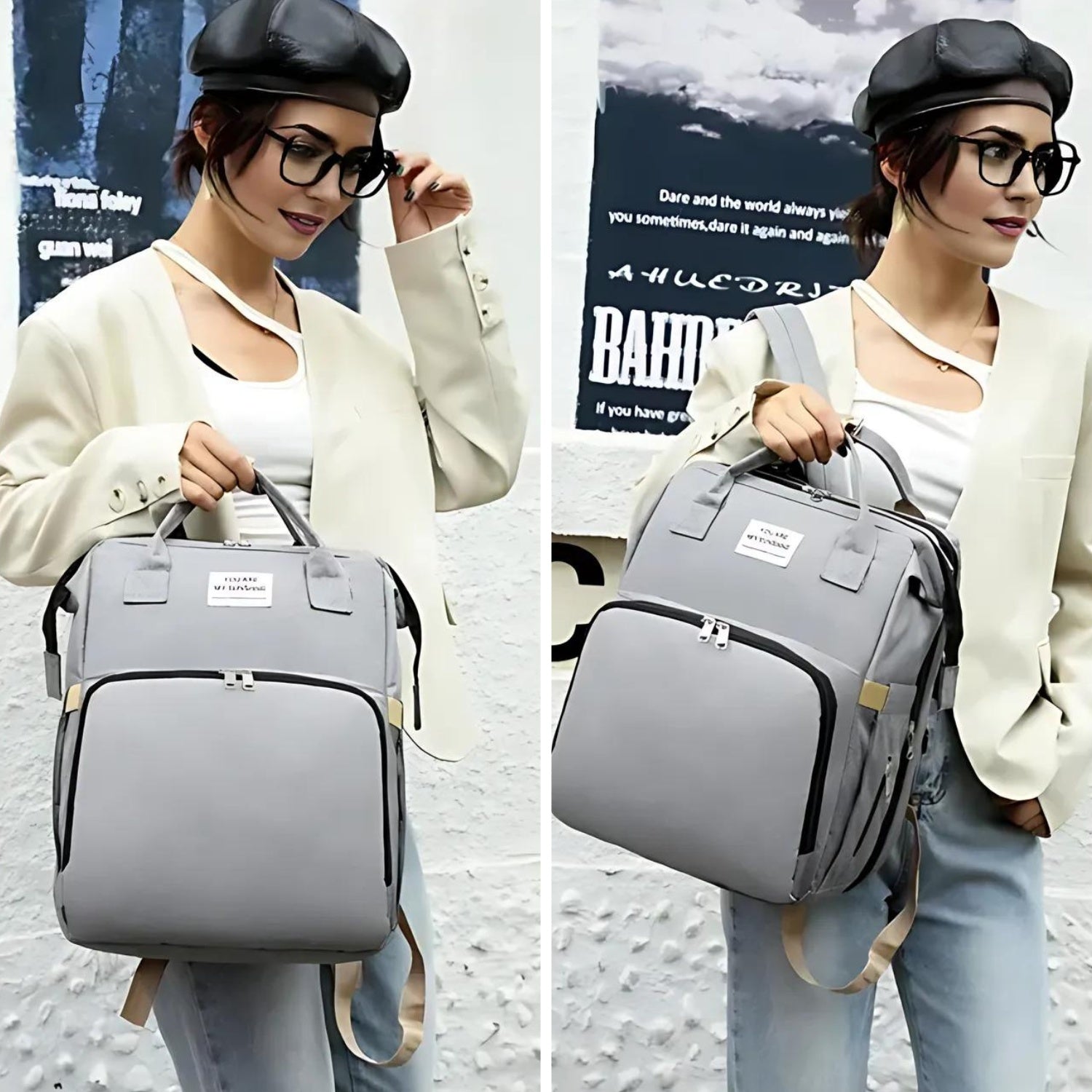 Zelara - 2in1 Baby Rucksack mit integriertem Wickelbett wählen