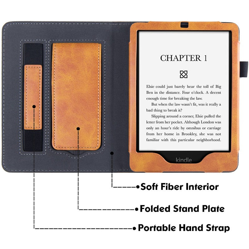 PU-Leder-Folio-Hülle mit Standfunktion und Handschlaufe für 6,8&quot; Kindle Paperwhite