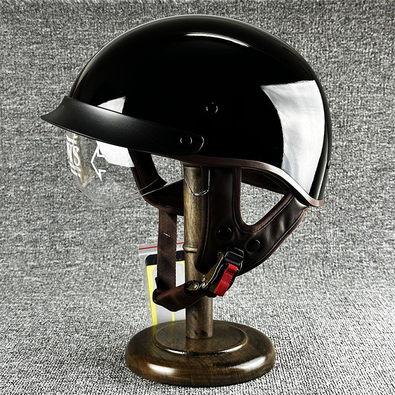 Retro-Halbgesichts-Motorradhelm mit Grafikdesign
