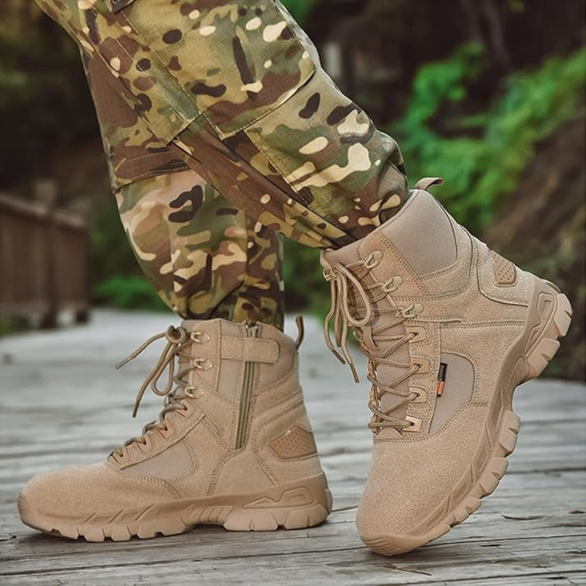 Taktische Herrenstiefel wasserdicht, robust, mit Echtleder, rutschfest für Outdoor &amp; Wandern