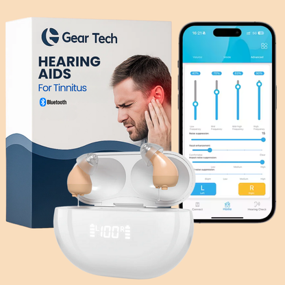 Unsichtbare Hörgeräte zur Tinnitus-Linderung | Diskrete wiederaufladbare Geräuschunterdrückungs-Hörgeräte mit Bluetooth-App-Steuerung UK