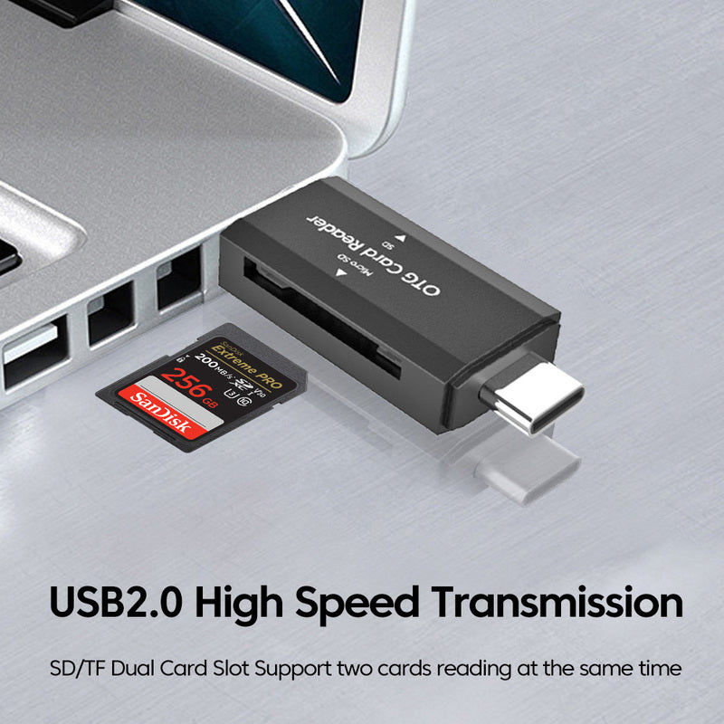 2 in 1 USB Type-C SD- und TF-Kartenleser-Adapter