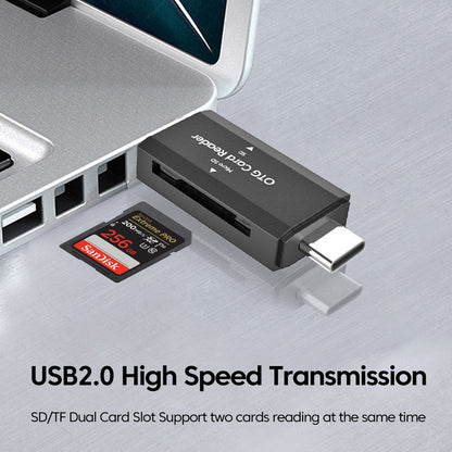 2 in 1 USB Type-C SD- und TF-Kartenleser-Adapter